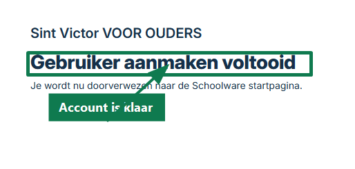 Bericht dat de gebruiker aangemaakt is