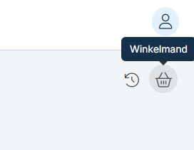 Knop winkelmand rechtsboven in Schoolware